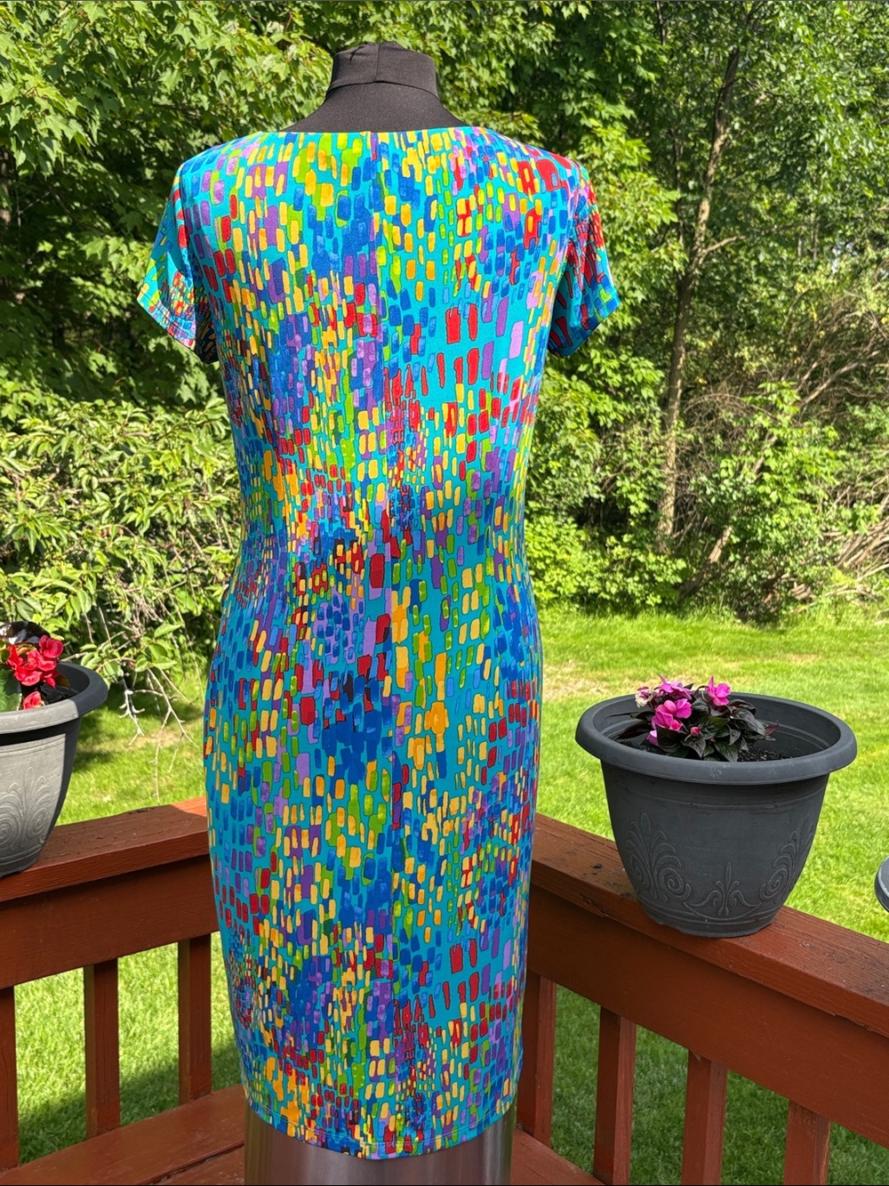 NWOT Ellen Tracy Teal colorful dress - Picture 3 of 10